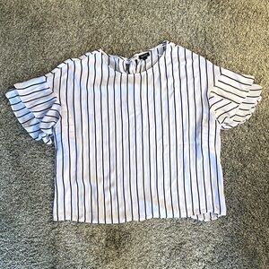 a.n.a Flutter Sleeve Black and White Striped Blouse